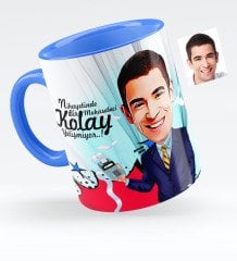Kişiye Özel Bay Muhasebeci Karikatürlü Mavi Kupa Bardak - 1