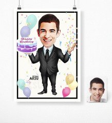 Kişiye Özel Doğum Günü Karikatür Afiş Poster (50 x 70 cm.) 14