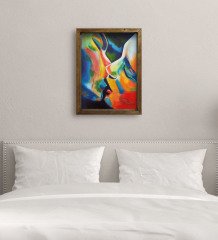 BK Gift Yatak Odası Konseptli Doğal Masif Ahşap Çerçeveli Tablo 45x65cm-91