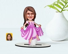 Kişiye Özel Kız Çocuk Prenses Karikatürlü Ahşap Biblo Model-1