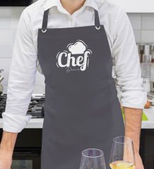 BK Gift Kişiye Özel İsimli Chef Tasarımlı Profesyonel Antrasit Mutfak Önlüğü, Aşçı Önlüğü, Şef Önlüğü, Arkadaşa Hediye-6