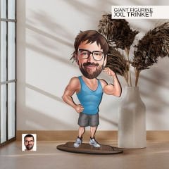 BK Gift Kişiye Özel Fitness Karikatürlü Büyük Boy Ahşap Biblo-3 Arkadaşa Hediye , Sevgiliye Hediye, Kişiye Özel Biblolar