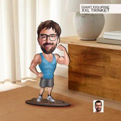 BK Gift Kişiye Özel Fitness Karikatürlü Büyük Boy Ahşap Biblo-3 Arkadaşa Hediye , Sevgiliye Hediye, Kişiye Özel Biblolar