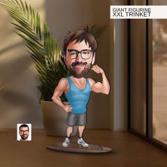 BK Gift Kişiye Özel Fitness Karikatürlü Büyük Boy Ahşap Biblo-3 Arkadaşa Hediye , Sevgiliye Hediye, Kişiye Özel Biblolar