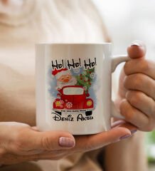 Yılbaşı Hediyesi BK Gift Kişiye Özel Yeni Yıl Tasarımlı Kırmızı Kupa Bardak ve Kırmızı Kar Tanesi Kokulu Mum Hediye Seti-2, Sevgiliye, Arkadaşa Hediye