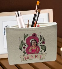 BK Gift Kişiye Özel Karikatürlü Kadınlar Günü Tasarımlı Keten Makyaj Çantası-3, Kadınlar Günü Hediyesi, 8 Mart, Anneye Hediye