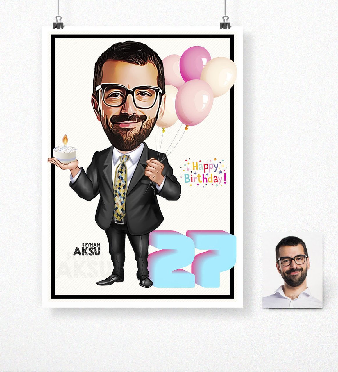 Kişiye Özel Doğum Günü Karikatür Afiş Poster (50 x 70 cm.) 15