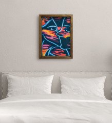 BK Gift Yatak Odası Konseptli Doğal Masif Ahşap Çerçeveli Tablo 45x65cm-92