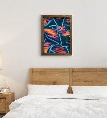 BK Gift Yatak Odası Konseptli Doğal Masif Ahşap Çerçeveli Tablo 45x65cm-92