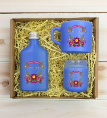 BK Gift Kişiye Özel İsimli DTF Anne Temalı Mavi Kahve Fincanı & Kolonya & Mum Hediye Seti-6, Anneye Hediye, Anneler Günü Hediyesi