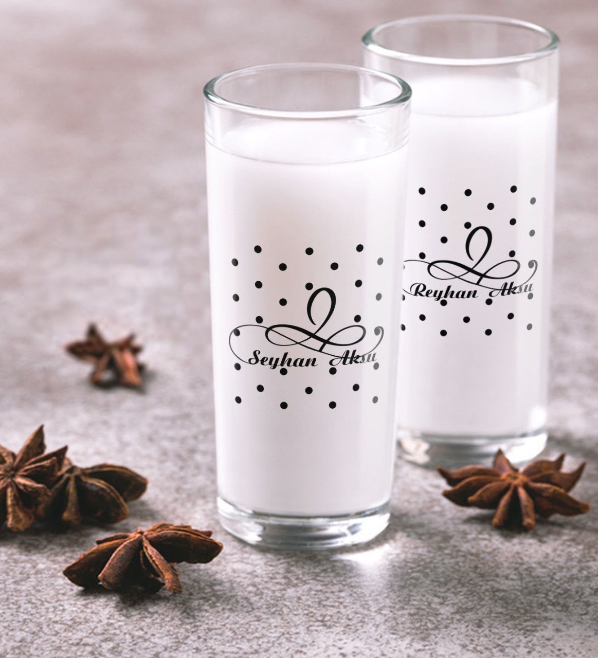 Kişiye Özel Renkli Baskılı İsimli İkili Rakı Bardağı Seti-4