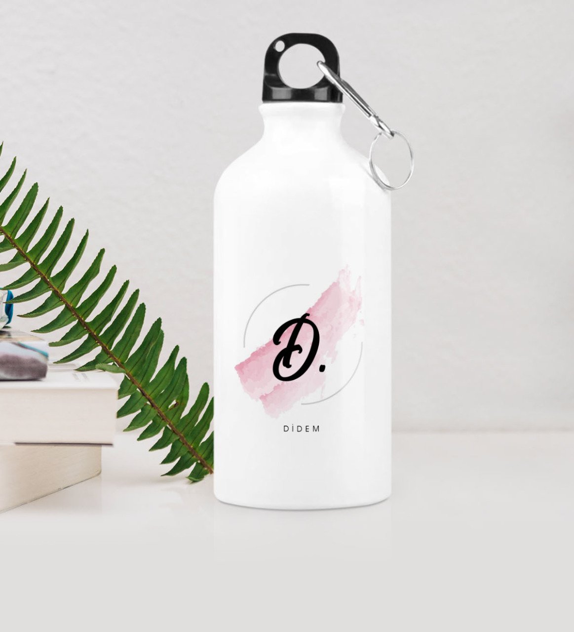 Kişiye Özel D Baş Harf ve İsimli Metal Suluk (500 ml.) Model 4
