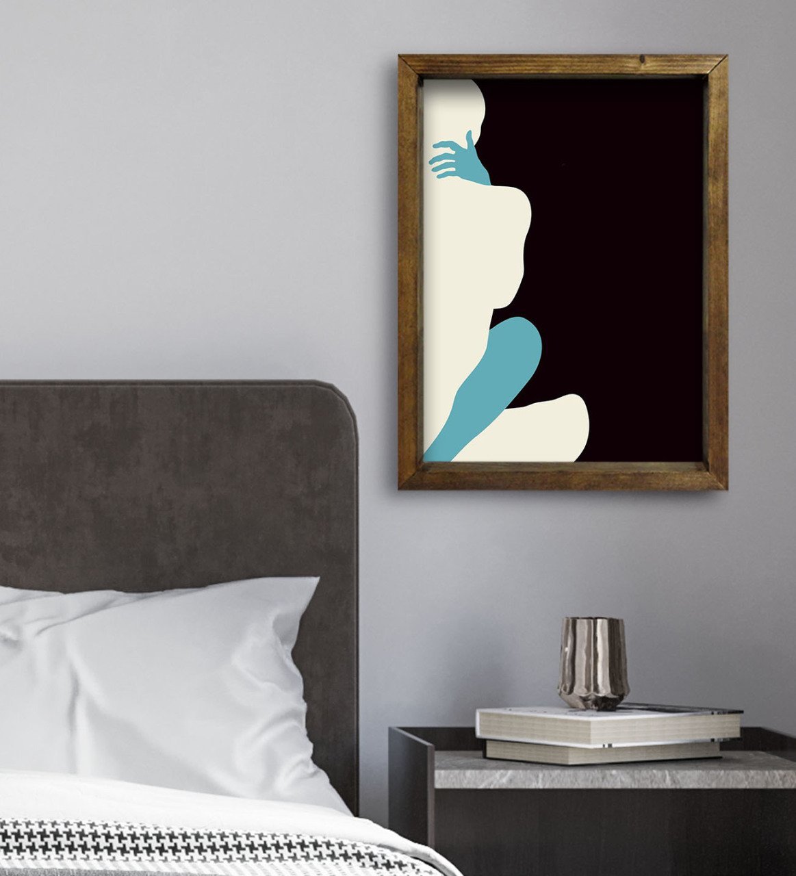 BK Gift Yatak Odası Konseptli Doğal Masif Ahşap Çerçeveli Tablo 45x65cm-93