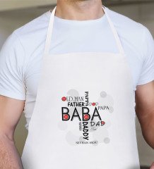 Kişiye Özel Baba Tasarımlı Beyaz Mutfak Önlüğü-1