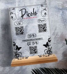 BK Gift Restoran & Cafe & Barlara Özel Ahşap Standlı Pleksi QR Kod Menü, Cafe&Bar için QR kodlu Tabela, QR kodlu Masa Dekoru-21