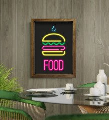 BK Gift Cafe & Bar & Restaurant Konseptli Doğal Masif Ahşap Çerçeveli Tablo 45x65cm-43