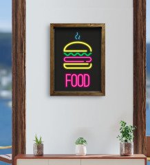 BK Gift Cafe & Bar & Restaurant Konseptli Doğal Masif Ahşap Çerçeveli Tablo 45x65cm-43