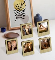BK Gift Kişiye Özel Fotoğraflı Mini Ahşap Fotoğraf Çerçevesi(5 Adet)