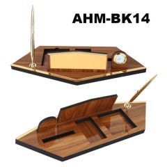 Ahşap Masa İsimliği - Tek Kalemli Geçme Saatli