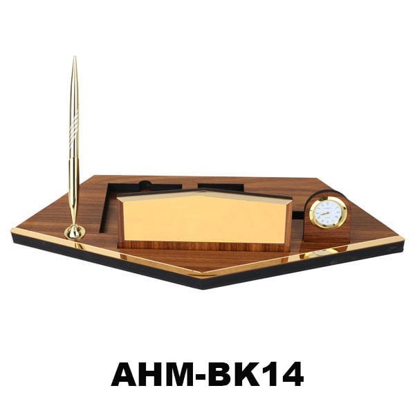 Ahşap Masa İsimliği - Tek Kalemli Geçme Saatli