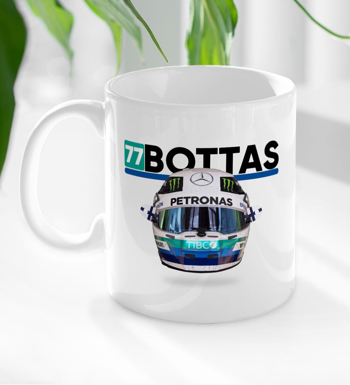 BK Gift F1 Bottas Tasarımlı Beyaz Kupa Bardak-1