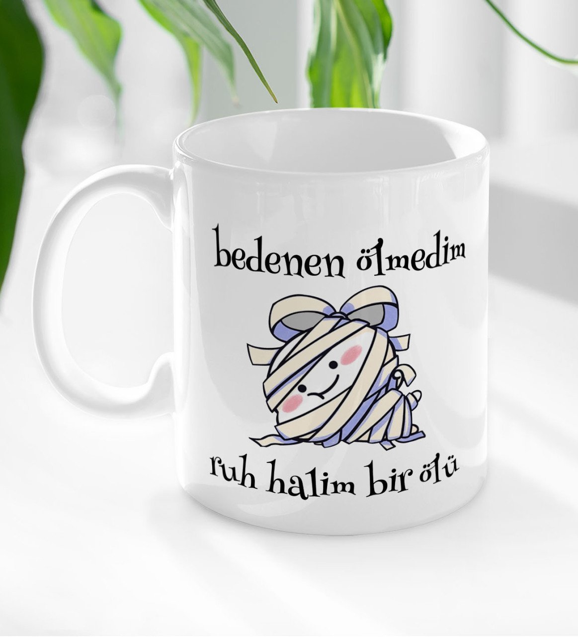 BK Gift Ruh Halim Bir Ölü Tasarımlı Beyaz Kupa Bardak-1
