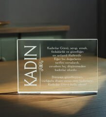 BK Gift Kişiye Özel Kadın Mesajlı Akrilik Plaket-1, 8 Mart Kadınlar Günü, Anneler Günü, Anneye Hediye