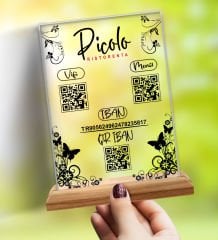 BK Gift Restoran & Cafe & Barlara Özel Ahşap Standlı Pleksi QR Kod Menü, Cafe&Bar için QR kodlu Tabela, QR kodlu Masa Dekoru - 10 ADET-21
