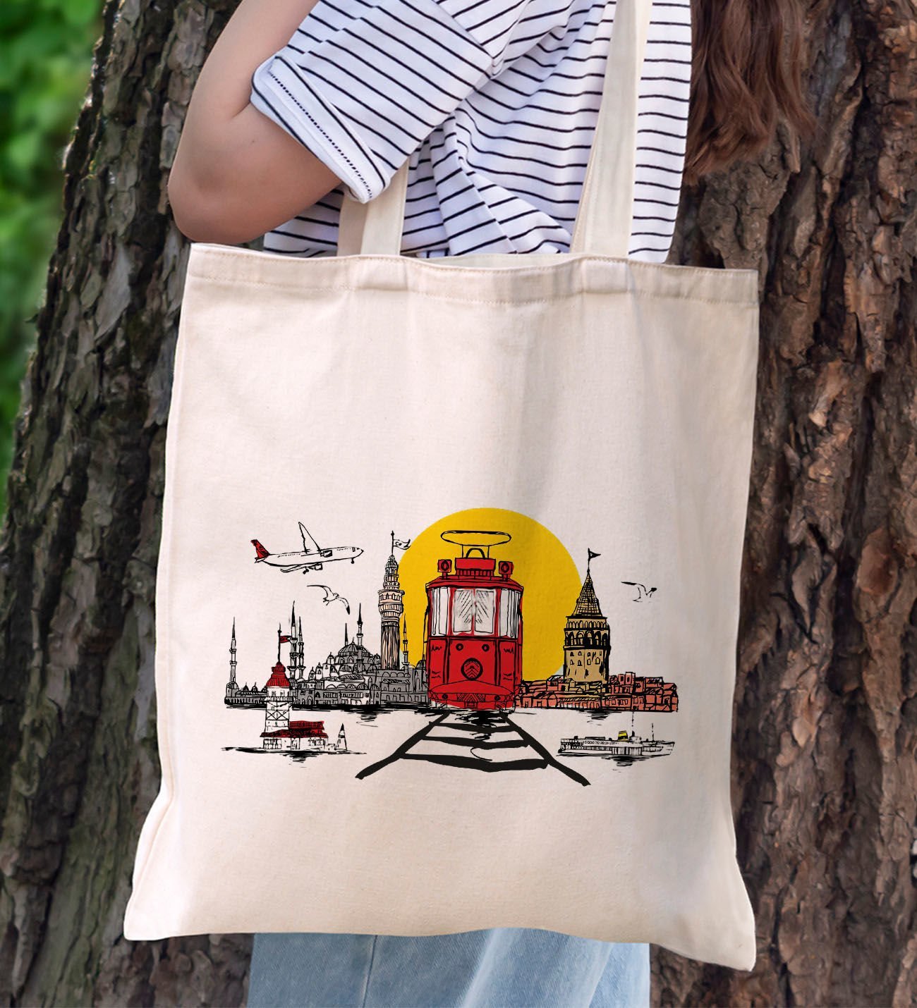 BK Gift İstanbul Tasarımlı Kanvas Bez Çanta, Baskılı Omuz Çantası, Alışveriş Çantası, Plaj Çantası, Arkadaşa Hediye-3