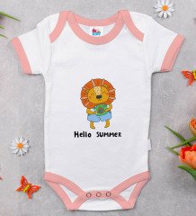 BK Kids Hello Summer Tasarımlı Pembe Bebek Body Zıbın-1