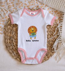 BK Kids Hello Summer Tasarımlı Pembe Bebek Body Zıbın-1