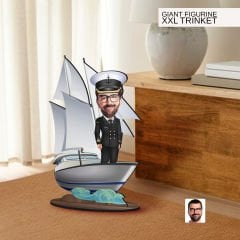 BK Gift Kişiye Özel Gemi Kaptanı Karikatürlü Büyük Boy Ahşap Biblo-1 Arkadaşa Hediye , Sevgiliye Hediye, Kişiye Özel Biblolar
