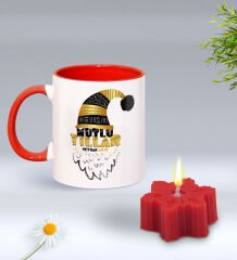 Yılbaşı Hediyesi BK Gift Kişiye Özel Yeni Yıl Tasarımlı Kırmızı Kupa Bardak ve Kırmızı Kar Tanesi Kokulu Mum Hediye Seti-6, Sevgiliye, Arkadaşa Hediye
