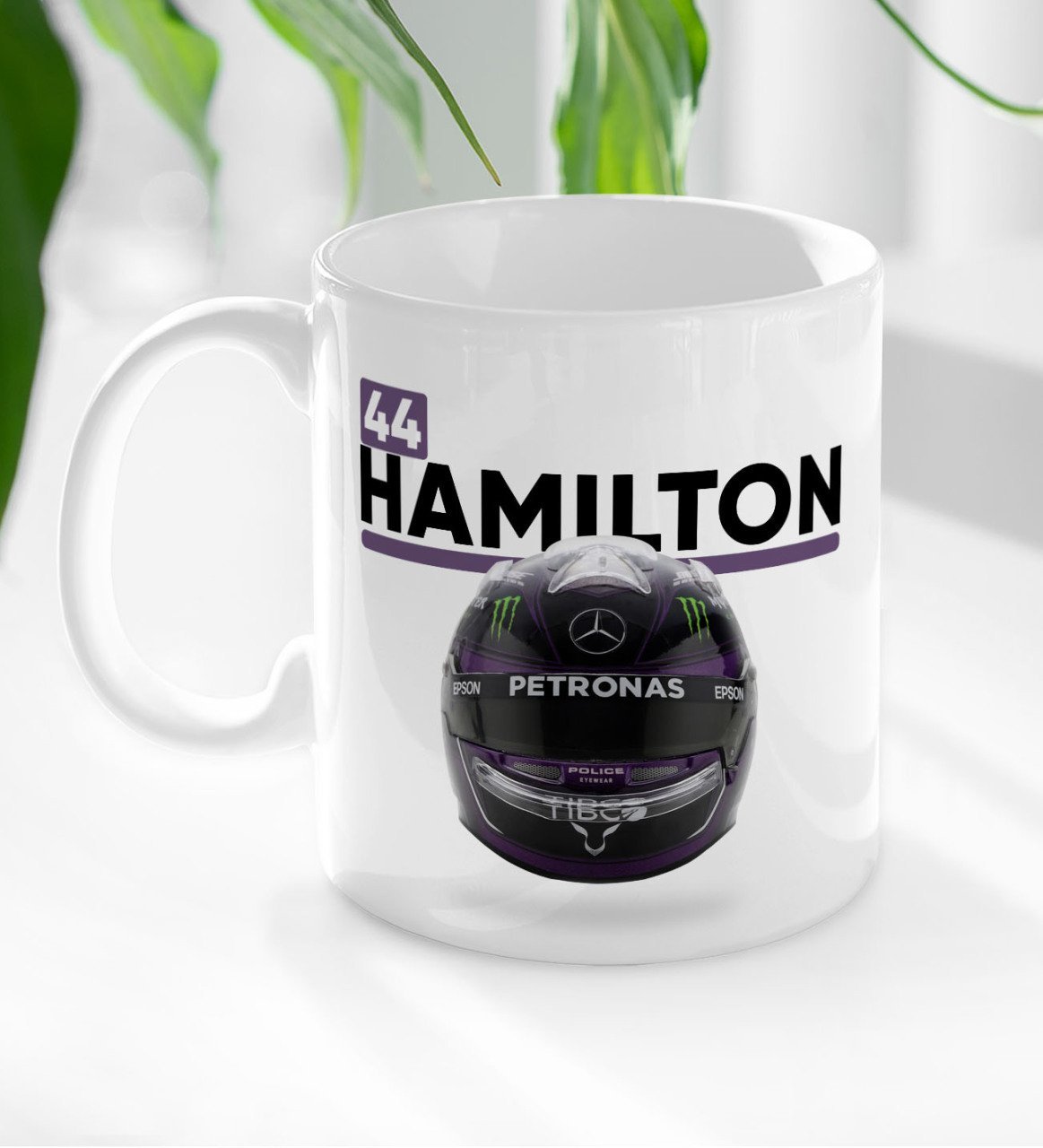 BK Gift F1 Hamilton Tasarımlı Beyaz Kupa Bardak-1