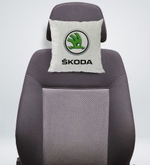 BK Gift Skoda Tasarımlı Kare Araç Koltuk Yastığı-1