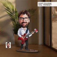 BK Gift Kişiye Özel Gitarist Karikatürlü Büyük Boy Ahşap Biblo-1 Arkadaşa Hediye , Sevgiliye Hediye, Kişiye Özel Biblolar