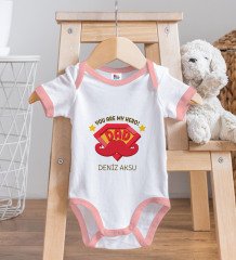 BK Kids Kişiye Özel Pembe Bebek Body Zıbın - Model 16