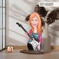 BK Gift Kişiye Özel Gitarist Karikatürlü Büyük Boy Ahşap Biblo-2 Arkadaşa Hediye , Sevgiliye Hediye, Kişiye Özel Biblolar