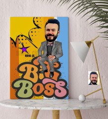 Kişiye Özel Bay Big Boss Karikatür Kanvas Tablo (30 x 50 cm.) - 4
