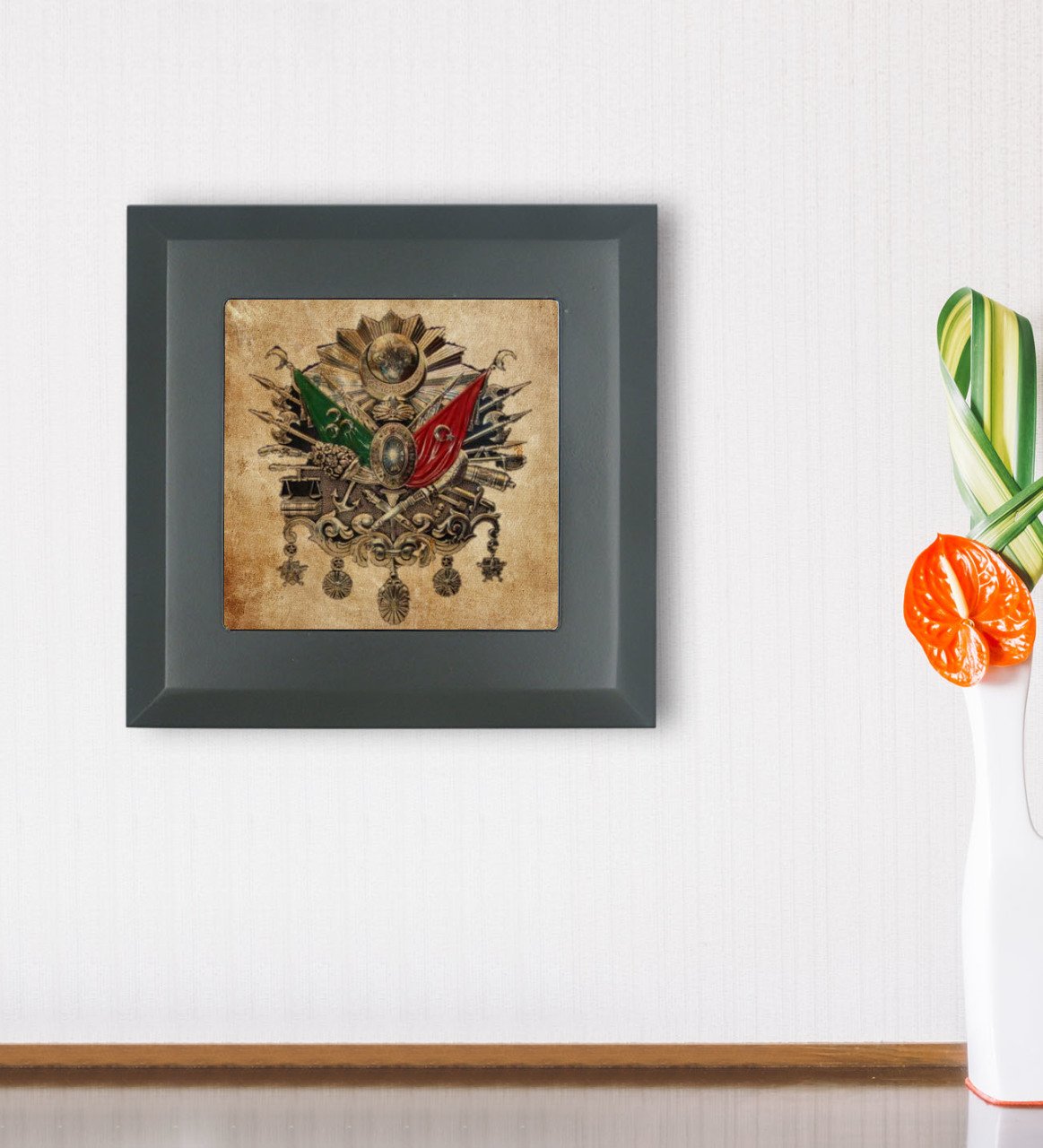 BK Gift Osmanlı Arması Tasarımlı Ahşap Çerçeveli Taş Duvar Dekoru-4