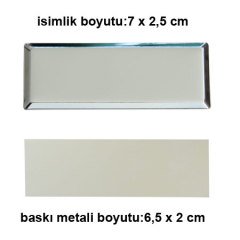 Dikdörtgen Metal Yaka İsimliği (gümüş) 7,5x2,3 cm