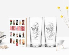 Kişiye Özel Renkli Baskılı İsimli İkili Rakı Bardağı ve Rakı Cep Kitabı Hediye Seti-101