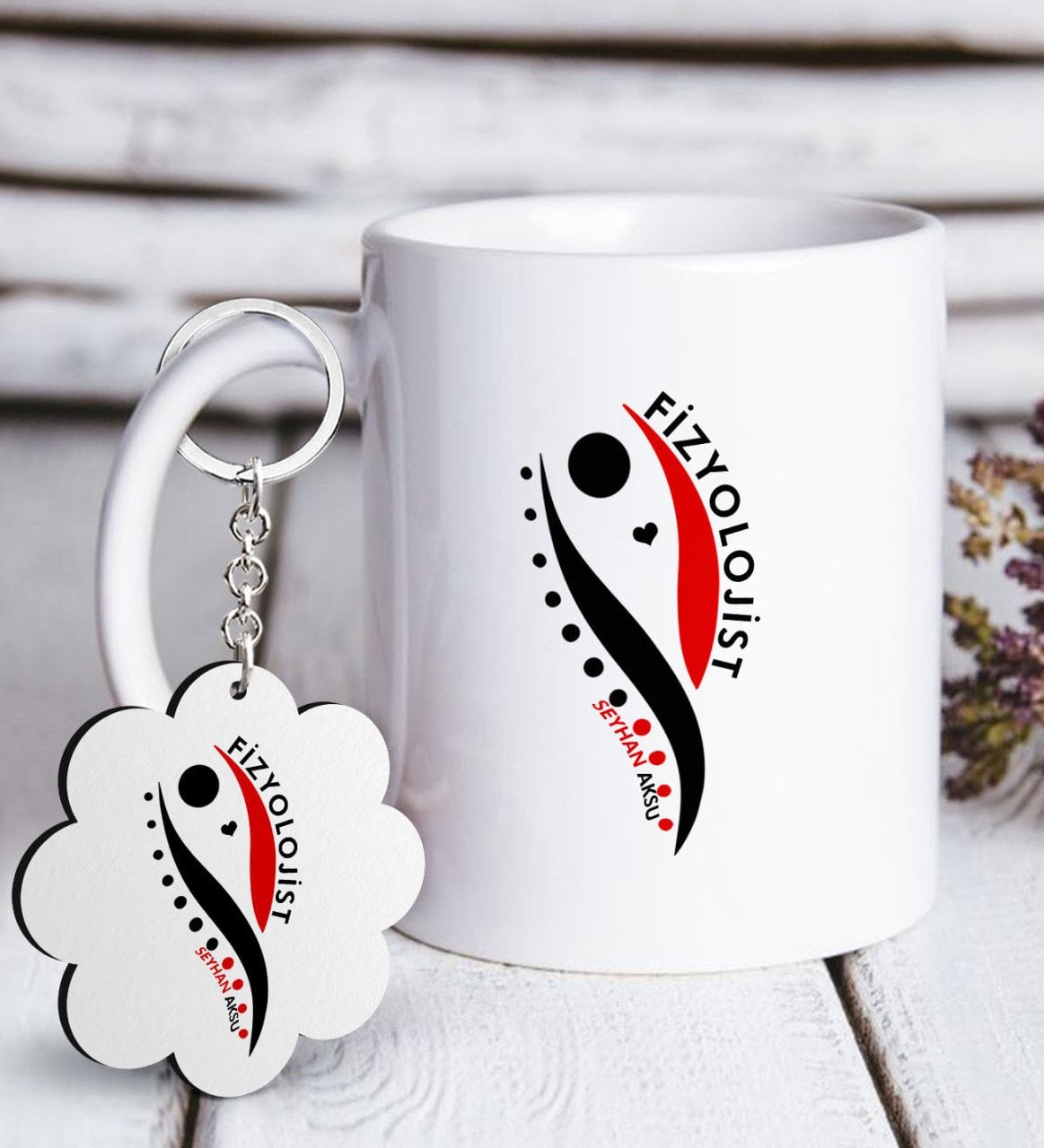 Kişiye Özel Mesleki Fizyolojist Beyaz Kupa ve Anahtarlık Hediye Seti-1