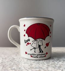 BK Gift Kişiye Özel Ahşap Fotoğraf Tutucu & Sevgililer Günü Tasarımlı Kupa & Kalp Mum & Papatya Kolye Hediye Kutulu Set, Sevgiliye Hediye, Yıl Dönümü Hediyesi