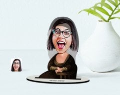 Kişiye Özel Mona Lisa Karikatürlü Ahşap Biblo Model-1