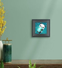 BK Gift Panda Tasarımlı Ahşap Çerçeveli Taş Duvar Dekoru-1