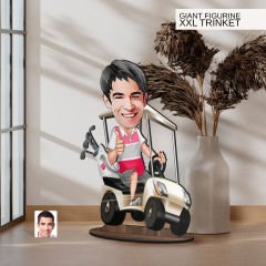 BK Gift Kişiye Özel Golf Oyuncusu Karikatürlü Büyük Boy Ahşap Biblo-6 Arkadaşa Hediye , Sevgiliye Hediye, Kişiye Özel Biblolar
