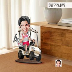 BK Gift Kişiye Özel Golf Oyuncusu Karikatürlü Büyük Boy Ahşap Biblo-6 Arkadaşa Hediye , Sevgiliye Hediye, Kişiye Özel Biblolar