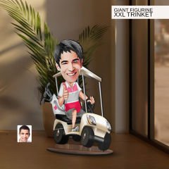 BK Gift Kişiye Özel Golf Oyuncusu Karikatürlü Büyük Boy Ahşap Biblo-6 Arkadaşa Hediye , Sevgiliye Hediye, Kişiye Özel Biblolar