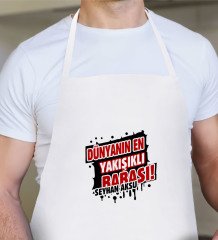 Kişiye Özel Dünyanın En Yakışıklı Babası Tasarımlı Beyaz Mutfak Önlüğü-1